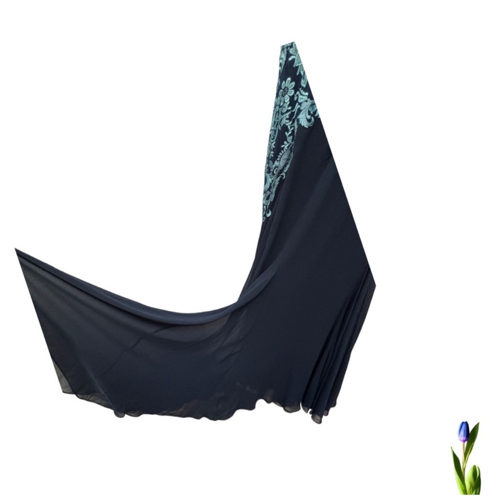 Cameron Blake Gown Dress Blue Navy / Turquoise Embroidered for Wedding Guest 8 - Picture 7 of 10